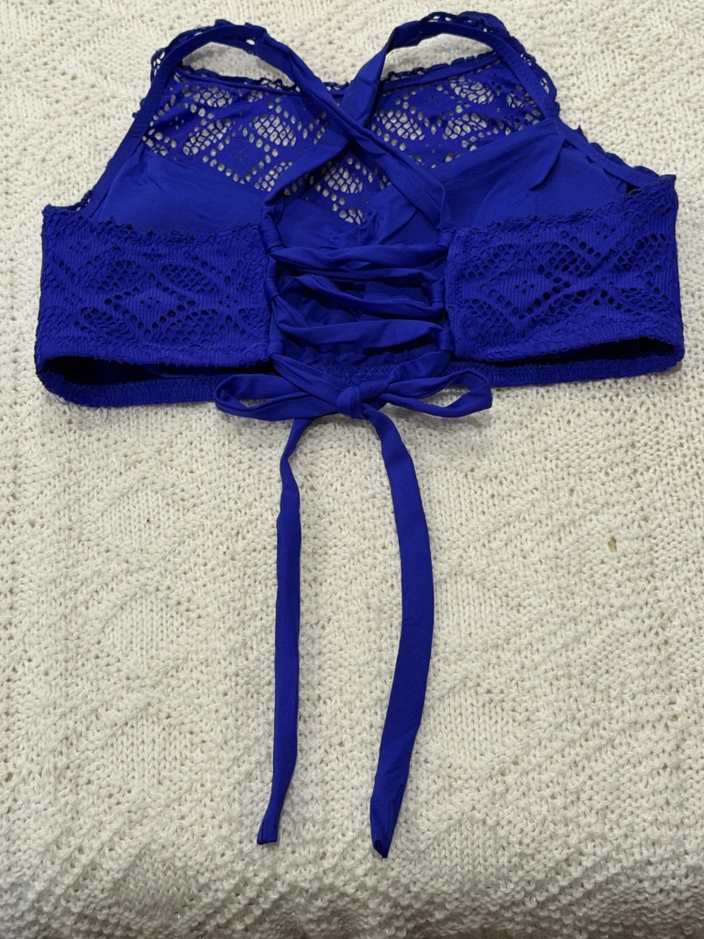 BECCA Royal Purple Crochet High Neck Bikini Top 2X - Picture 3 of 7